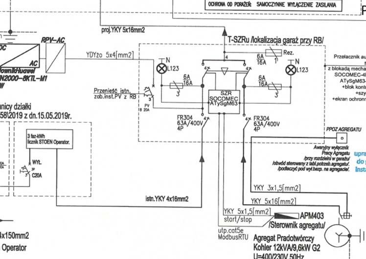 Fragment projektu elektrycznego